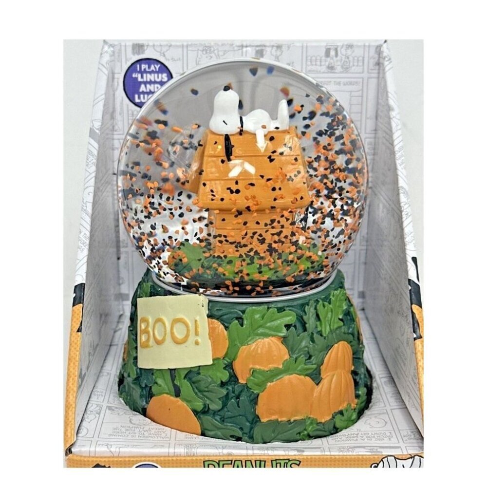 Peanuts Halloween Musical Snomotion Waterglobe Snoopy "BOO" Snow Globe New W/Box - Picture 10 of 10